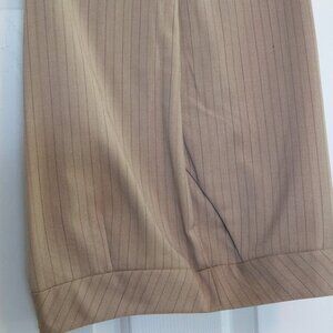 Investments Women's Size 14S Dress Pants Tan Stripes Pockets Machine Wash/Dry